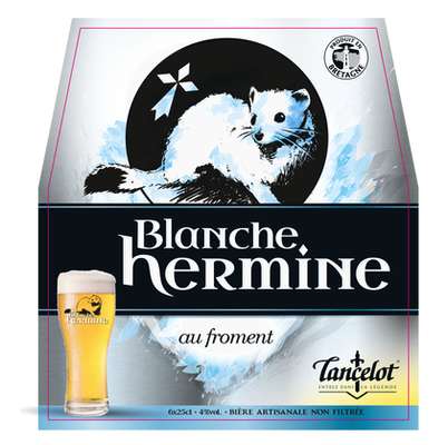 Pack de bière blanche hermine 4°, Brasserie Lancelot (6 x 25 cl)