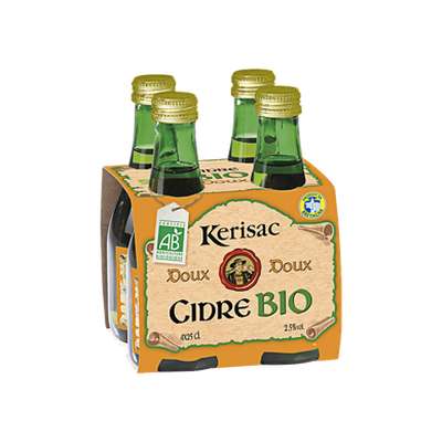 Pack de cidre doux BIO, Kerisac, 2.5° (4 x 25 cl)