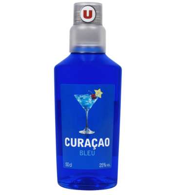 Liqueur Curaçao bleu 25°, U (50 cl)