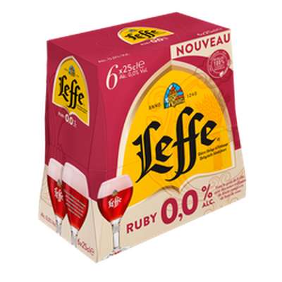 Pack de bière 0° sans alcool Ruby fruits rouge, Leffe (6 x 25 cl)