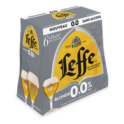 Pack de bière blonde 0° sans alcool, Leffe (6 x 25 cl)