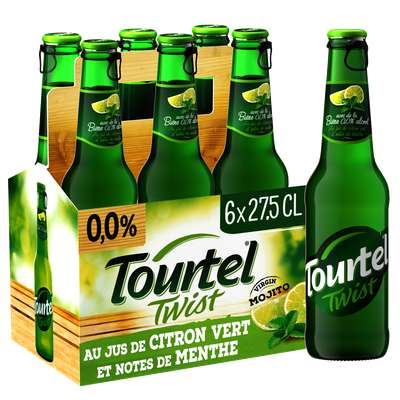 Pack de bière sans alcool aromatisée mojito, Tourtel Twist (6 x 27,5 cl)
