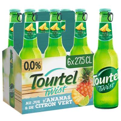 Pack de bière sans alcool aromatisée ananas & citron vert, Tourtel Twist (6 x 27,5 cl)