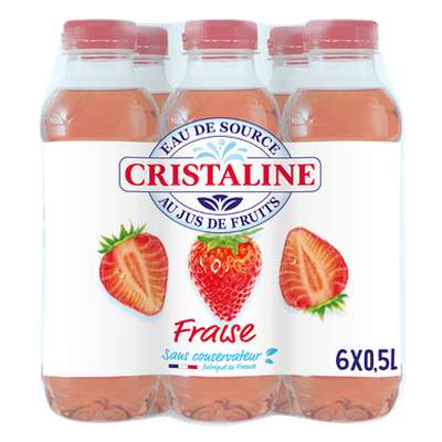 Eau de source au jus de fraise, Cristaline (6 x 50 cl)