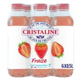 Eau de source au jus de fraise, Cristaline (6 x 50 cl)