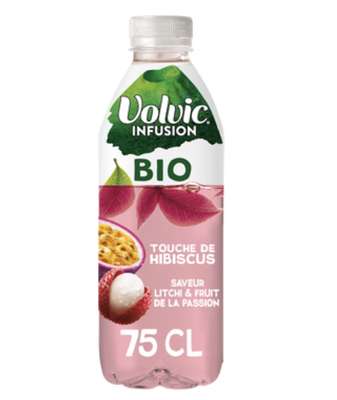 Eau minérale infusion thé et saveur litchi et passion BIO, Volvic  (75 cl)