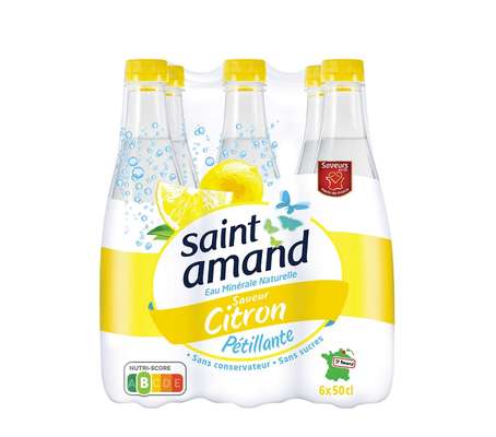 Pack d'eau minérale gazeuse aromatisée au citron, Saint Amand (6 x 50 cl)