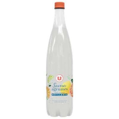 Boisson à base d'eau minérale naturelle gazéifiée aromatisée saveur agrumes, U (1 L)