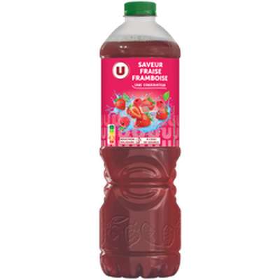 Boisson aux jus de fraise et framboise, U (2 L)