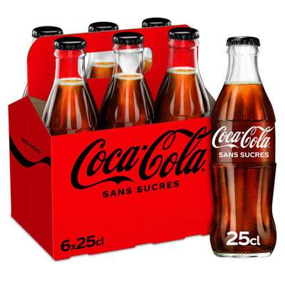 Pack de Coca Cola Zéro, bouteille en verre (6 x 25 cl)