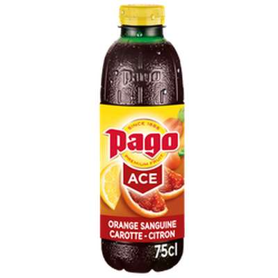 Boisson aux fruits orange sanguine citron carotte ACE, Pago (75 cl)