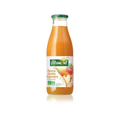 Jus de pomme carotte gingembre BIO, Vitamont (75 cl)