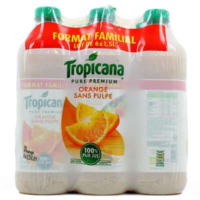 Pack de Jus d'orange sans pulpe Pure Premium, Tropicana (6 x 1,5 L)