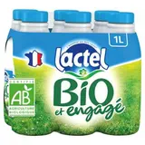 Pack de lait demi-écrémé BIO, Lactel (6 x 1 L)