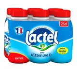 Pack de lait entier uht avec vitamine D, Lactel (6 x 25 cl)