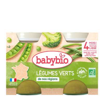 Petit pot légumes verts de nos régions BIO - dès 4 mois, Babybio (2 x 130 g)