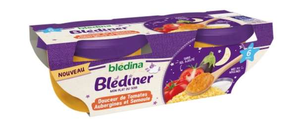 Blédiner Douceur de tomates aubergines et semoule - dès 6 mois, Blédina (2 x 200 g)