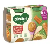 Pot salés carottes semoule dinde - dès 6 mois, Blédina (2 x 200 g)