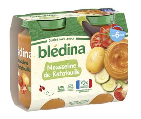 Petit pot mousseline de ratatouille - dès 6 mois, Blédina (2 x 200 g)