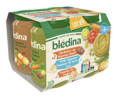 Petit pot jardinière boeuf  petits légumes lieu / tomate riz poulet - dès 6 mois, Blédina (4 x 200 g)
