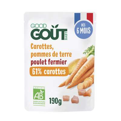 Carottes Poulet fermier BIO - dès 6 mois, Good Goût (190 g)