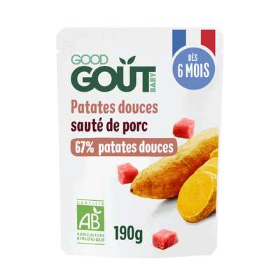 Patates douces et sauté de porc BIO - dès 6 mois, Good Goût (190 g)