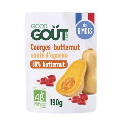 Courge butternut et sauté d'agneau BIO - dès 6 mois, Good goût (190 g)