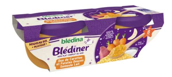 Blédiner bols pour bébé duo de carottes, patates douces et semoule - dès 8 mois, Blédina (2 x 200 g)