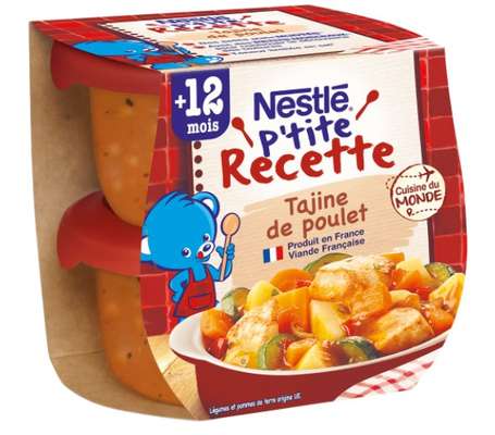 Petits pots pour bébé tajine poulet Ma Recette - dès 8 mois, Nestlé (2 x 200 g)