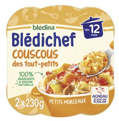 Blédichef assiette couscous des tout-petits - dès 12 mois, Blédina (2 x 230 g)