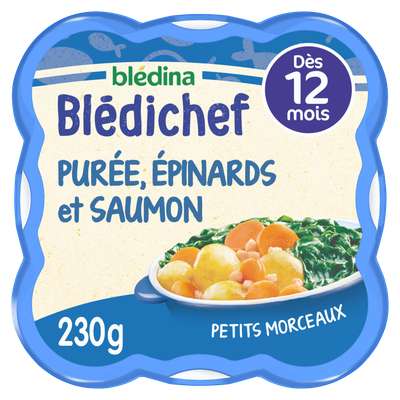 Blédichef assiette de purée épinards et saumon Pacifique - dès 12 mois, Blédina (230 g)