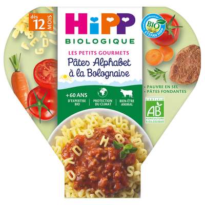 Les pré-maternelles pâtes alphabet à la bolognaise BIO - dès 12 mois, Hipp (230 g)
