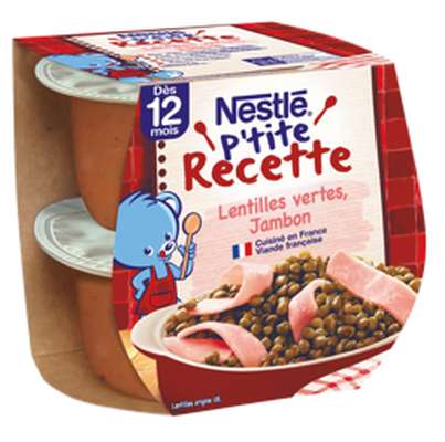P'tite recette lentilles jambon - dès 12 mois, Nestlé (2 x 200 g)