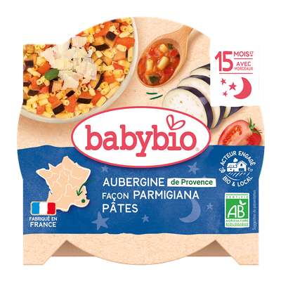Assiette menu bonne nuit aubergines façon parmigiana BIO - dès 15 mois, Babybio (260 g)
