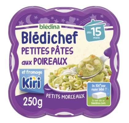 Blédichef Petites pâtes aux poireaux et kiri - dès 15 mois, Blédina (250 g)