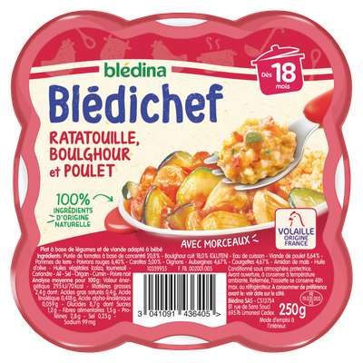 Blédichef assiette ratatouille boulghour et poulet - dès 18 mois, Blédichef (250 g)