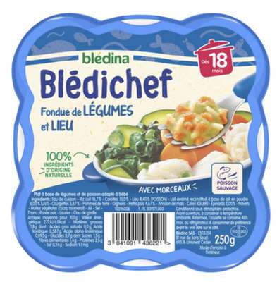 Blédichef assiette de fondue de légumes verts et lieu - dès 18 mois, Blédina (260 g)