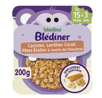 Blédiner carottes, lentilles corail, pâtes étoiles & touche de ciboulette - dès 15 mois, Blédina