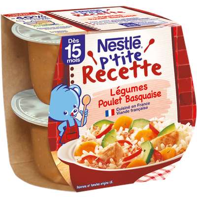 Petits pots légumes poulet basquaise - dès 15 mois, Nestlé (2 x 200 g)