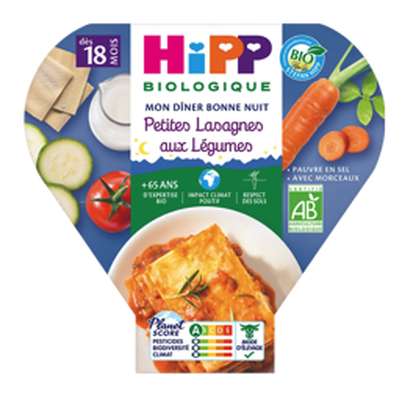 Mon diner bonne nuit petites lasagnes aux légumes BIO - dès 18 mois, Hipp (260 g)