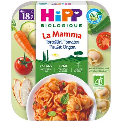 Assiette tortellini tomates poulet BIO - dès 18 mois, Hipp (250 g)