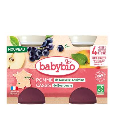 Petit pot Pomme Cassis BIO - dès 4 mois, Babybio (2 x 130 g)