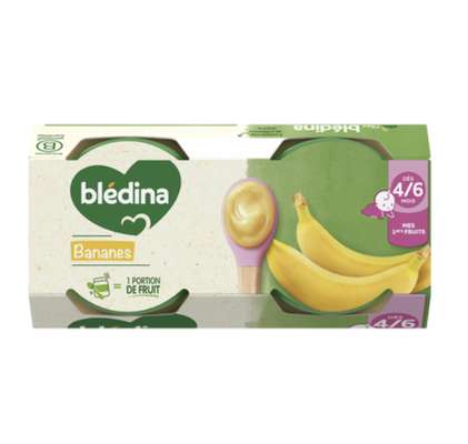 Petit pot bananes - dès 4/6 mois, Blédina (2 x 130 g)