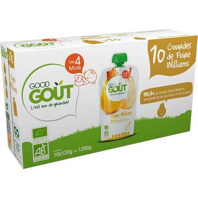 Pack Jumbo Poire Williams BIO - dès 4 mois, Good Goût (10 x 120 g)