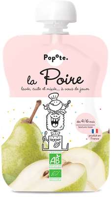 Gourde Poire BIO - dès 4/6 mois, Popote (120 g)