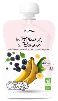 Gourde Mûres & Bananes BIO - dès 4/6 mois, Popote (120 g)