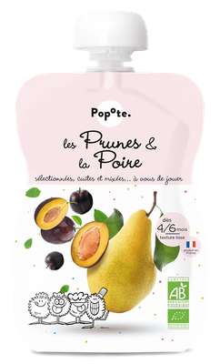 Gourde Prunes & Poires BIO - dès 4/6 mois, Popote (120 g)