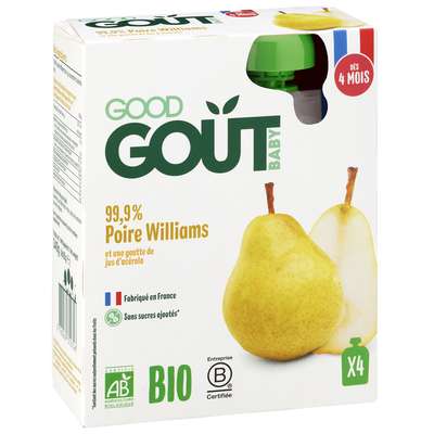 Poire Williams BIO - dès 4 mois, Good Goût (4 x 85 g)