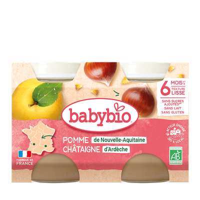 Petit pot Pomme et Châtaigne BIO - dès 6 mois, Babybio (2 x 130 g)