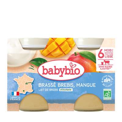 Brassé mangue au lait de brebis français BIO - dès 6 mois, Babybio (2 x 130 g)